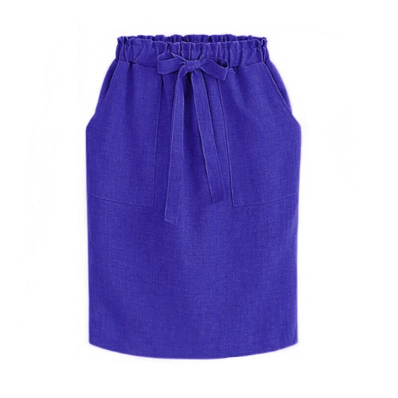 Neue Frühling Sommer Elegante Midi Röcke Damen Büro Bleistift Rock Baumwolle Elastische Taille Paket Hüfte Rock Bogen Rock Grün L blau
