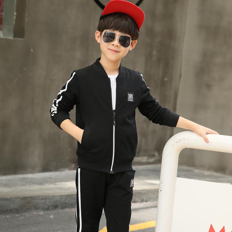 Neue Frühjahr 4-12 Jahre Jungen Kleidung Sets Teenager Baby Jungen Sport Kleidung Schule Kinder Anzug Sets Uniform Jungen jacken Hosen 150 schwarz