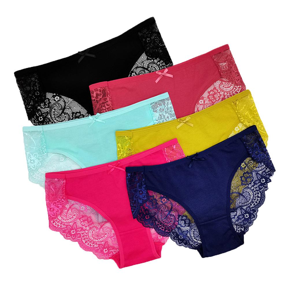 Damen-Unterwäsche, sexy Hipster-Slip mit floraler Spitze, Slips, Damen-Schlüpfer, Dessous, Dessous, ML, XL, Menge 6 Stück L