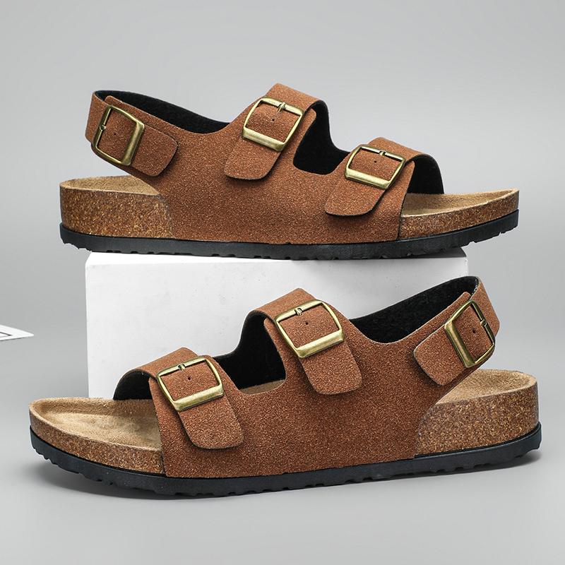 Mode Herren Bequeme Luxus-Sandalen Mode Lässig Outdoor Strand Hausschuhe Atmungsaktive Badeschuhe Leder Herren Sandalen Sommerschuhe 43 braun