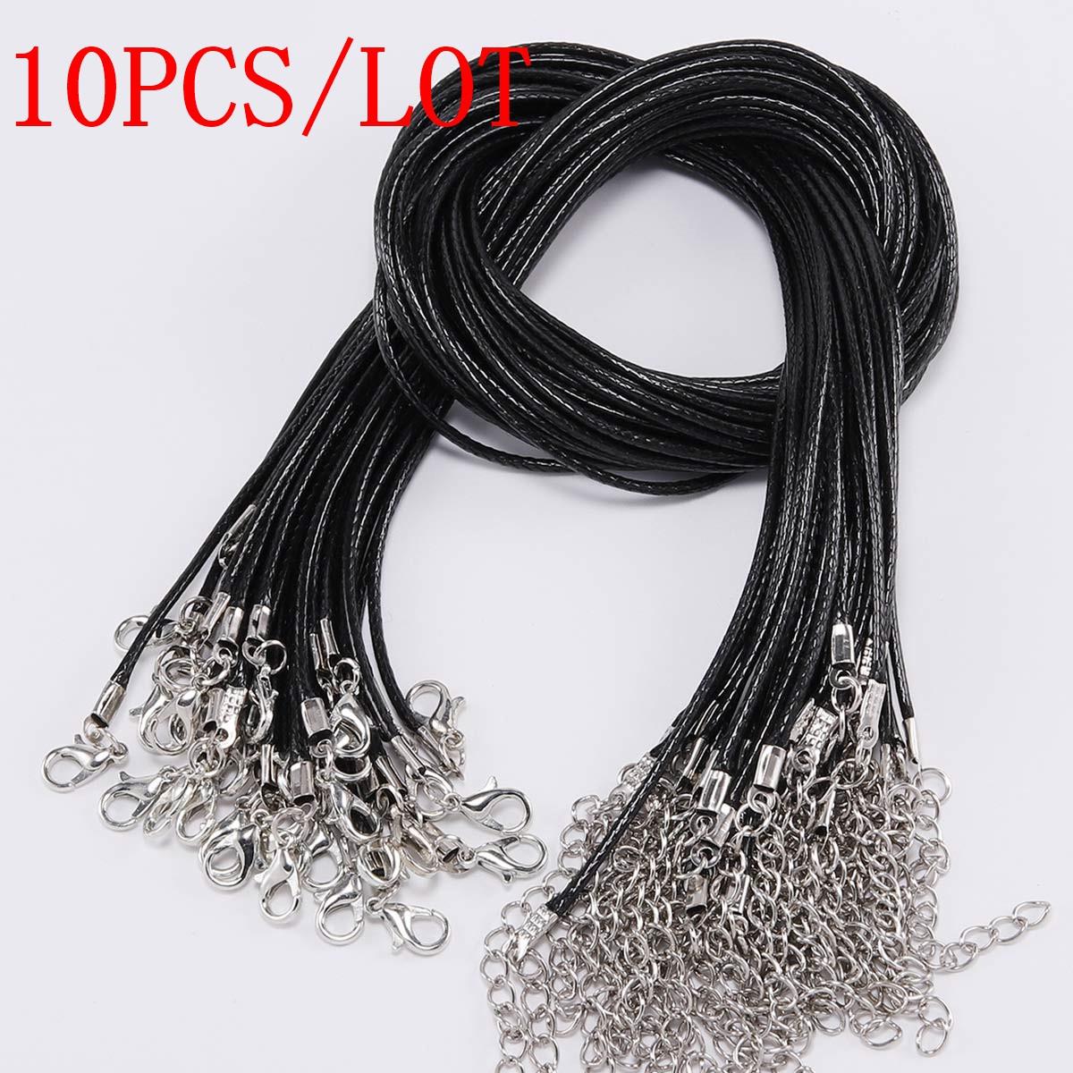 10 Teile/los Durchmesser 1,5mm Echtes Lederband Halskette Mit Verschluss Einstellbar Geflochtenes Seil Für Schmuck Machen DIY Halskette Armband 1.5MM-10PCS/LOT schwarz