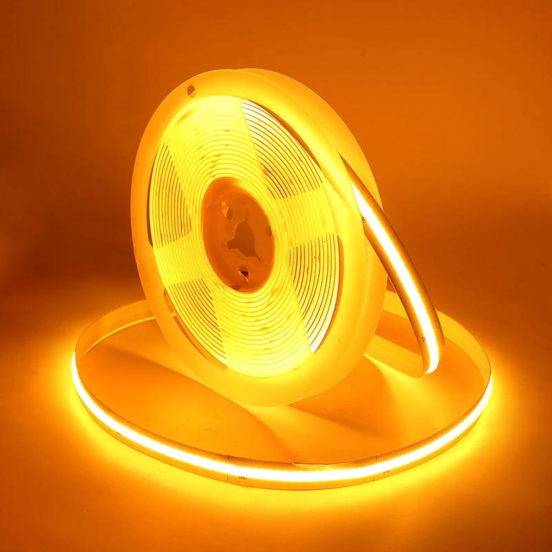 COB LED Streifen Licht 12V 24V Hohe Dichte Linear Beleuchtung 320/480LEDs/m Flexible FOB COB led Licht Band RA90 Warm Natur Kalt Weiß DC12V 480Leds 0.5M gelb