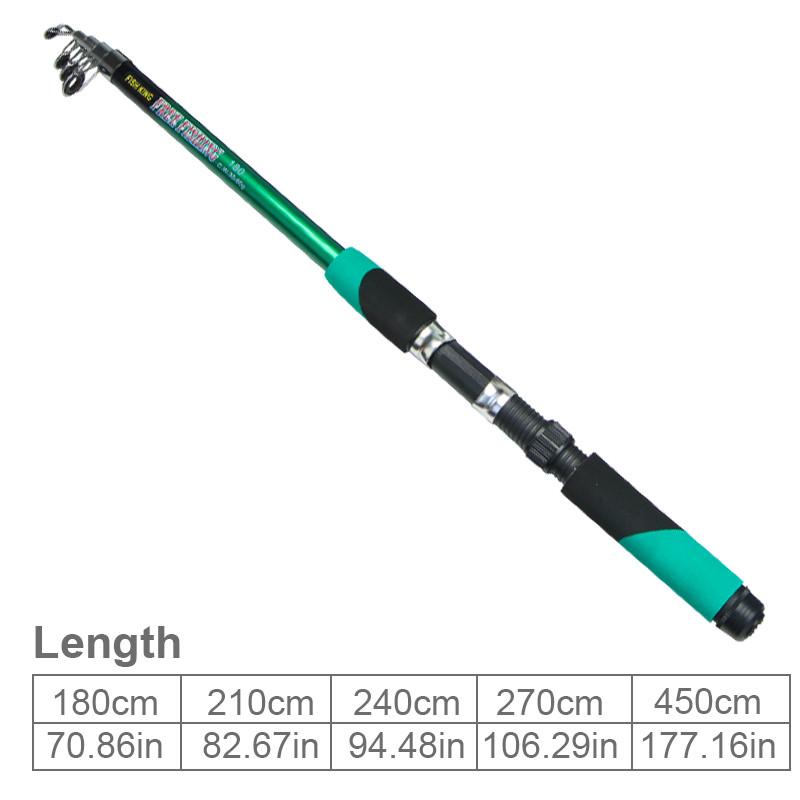 Teleskop-Angelruten, 1,8–4,5 m, Spinn-Angelruten aus Karbonstahl (Für Reisen) Outdoor-Bass-Angelruten 1.8M/5.905FT grün