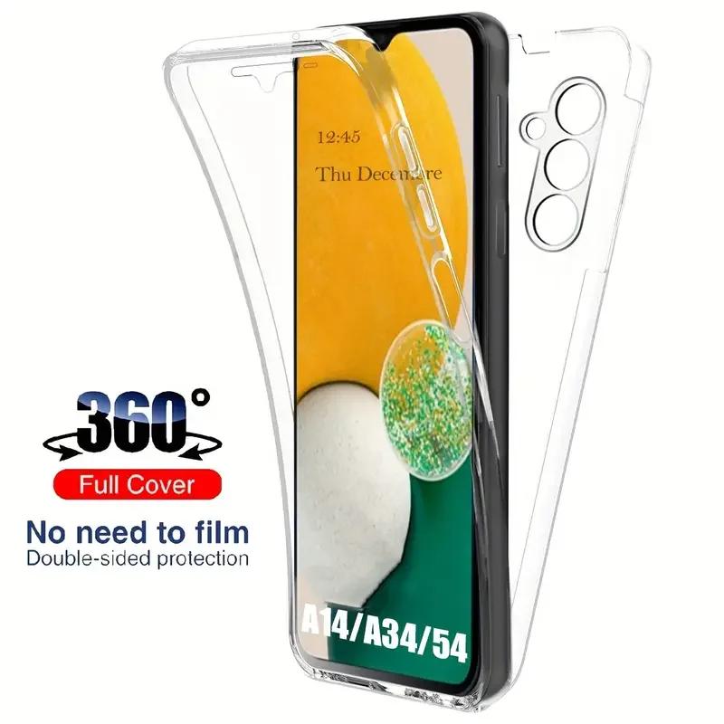 360 Ganzkörperhülle für Samsung Galaxy A54 A34 A14 A24 A25 A04S A53 A33 A23 A22 A32 A12 A13 5G S24 S23 FE S22 S21 S20 Ultra Plus A51 Doppelseitige Abdeckung For Samsung S21 Ultra reinfarbig