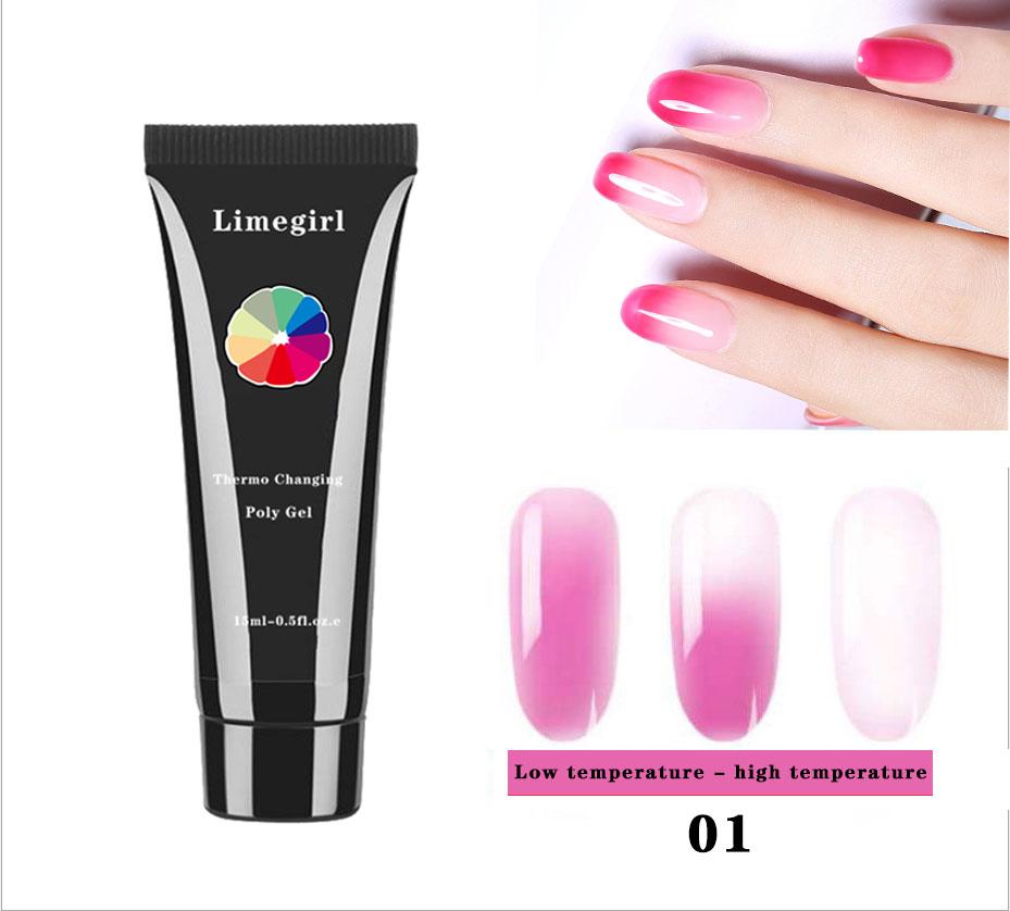 15g Thermotemperaturfarbe Poly Gel Lack Builder Gel Nail Art Gel Nagellack Lack Farbwechsel UV Lak Nagelgrundierung