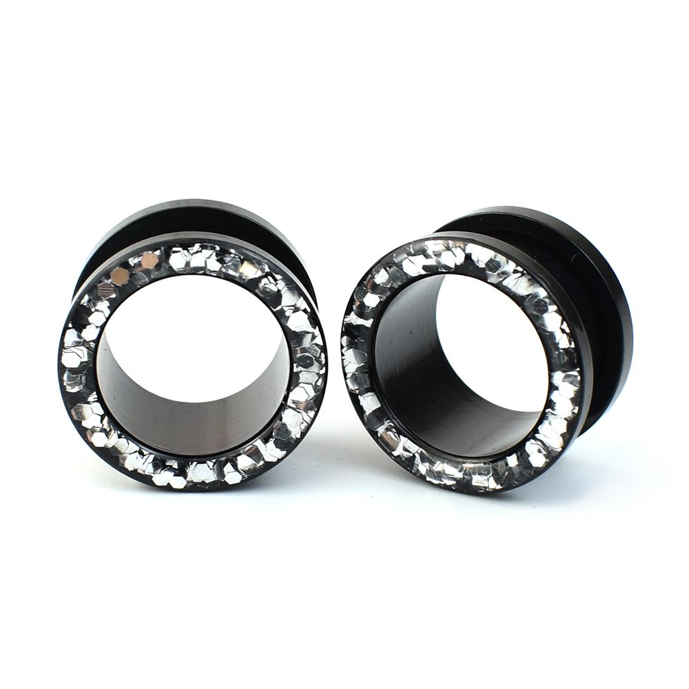 3-30mm Shine Hollow Ear Gauges Tunnels Screw Fit Ohrstöpsel Expander Bahre Körper Piercing Schmuck 18mm silber