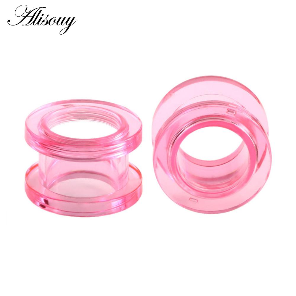 1 paar/los Acryl Ohr Flesh Tunnel Doppel Ausgestelltes Hohl Schraube Fit Ohr Bahre Plugs Messgeräte Körper Piercing Schmuck Schwarz 4mm rosa
