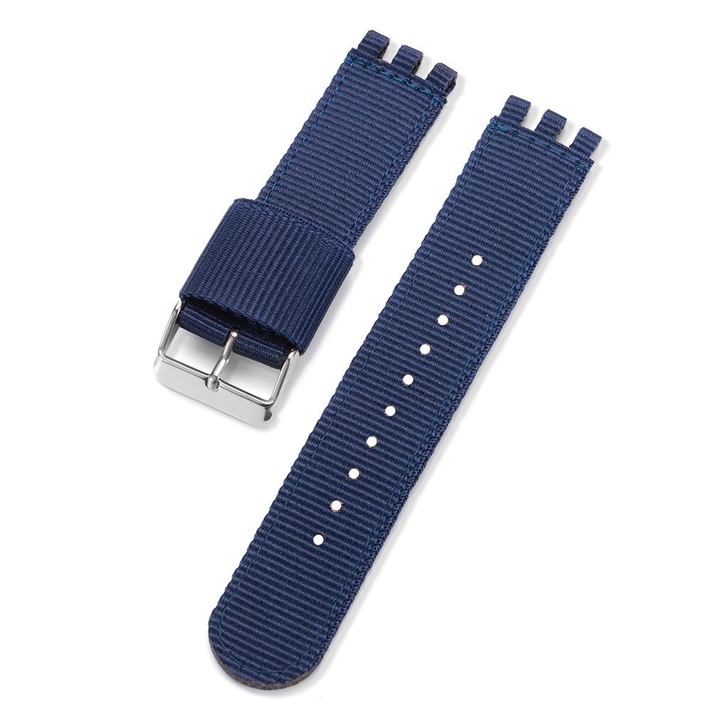 17mm 19mm 20mm Nylon Uhren Sportarmband für SWATCH Band Canvas Stoffband für Damen Herren Grün Schwarz Militärische Uhrenarmbänder 19mm blau