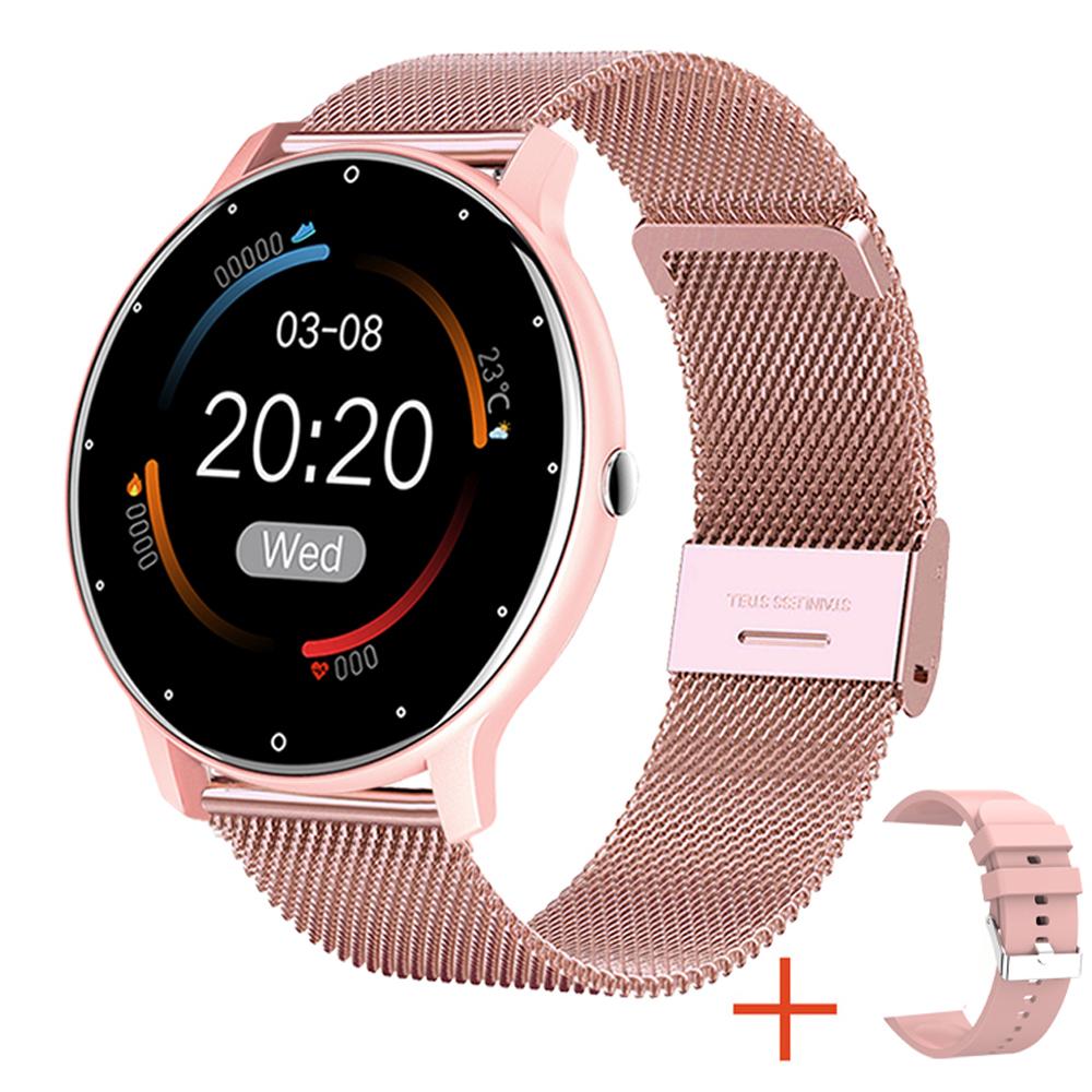 YurKem 1,28 Zoll Smart Watch Frauen Männer Sport Fitness Smartwatch Schlaf Herzfrequenz Monitor Wasserdichte Smartwatch Für IOS Android Telefon rosa dekoband