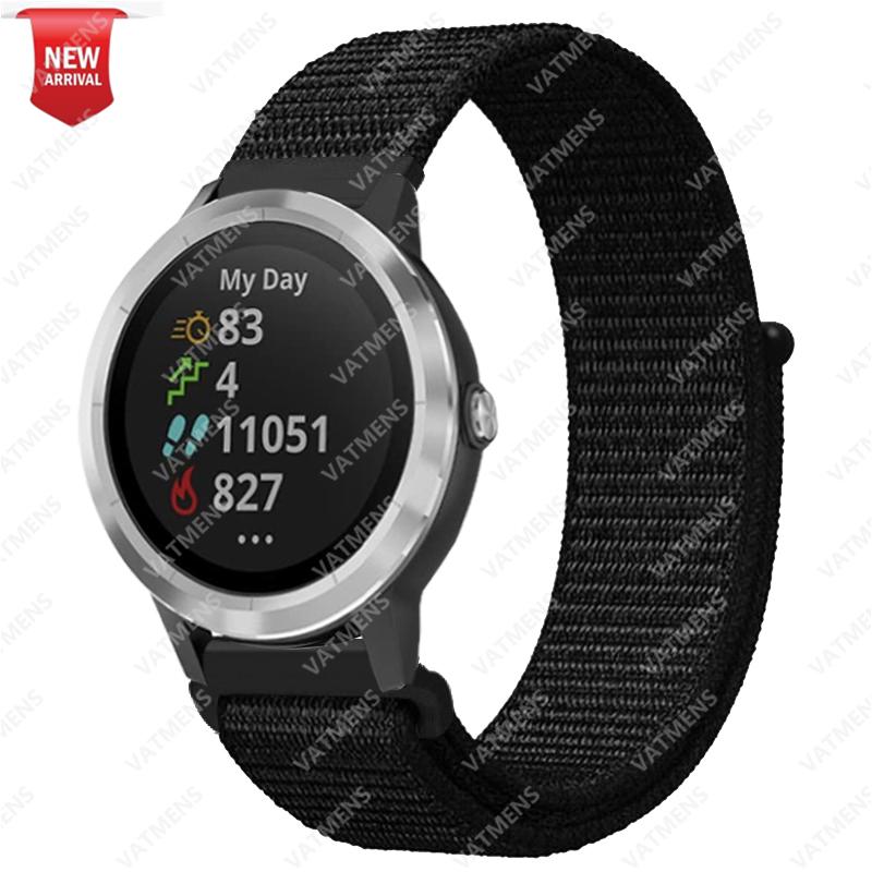 20mm 22mm Nylonarmband für Garmin Venu SQ 2 2s Forerunner 645 Smartwatch-Armband Armband Garmin Vivoactive 3 4 Armband 22mm schwarz