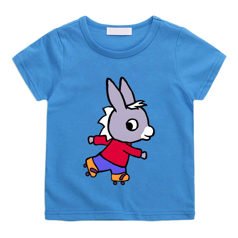 Anime-Aufdruck Lässige T-Shirts Lane Trotro Kinder Hochwertige Baumwoll-T-Shirts Jungen Mädchen Oberteile Kinder Intellektueller Spaß Cartoon-T-Shirts 130 blau