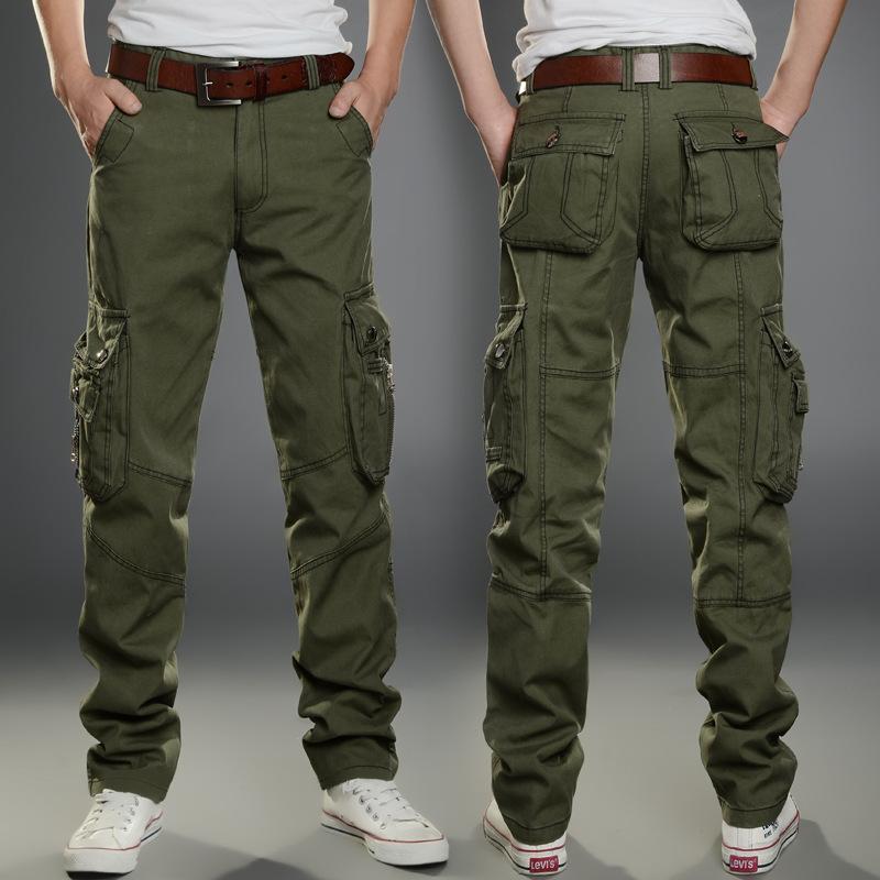 Hochwertige Herren Freizeithose Al Jogger Lockere Cargohose Mehrere Taschen Mode Schwarz Hose Arbeitskleidung 34 grün