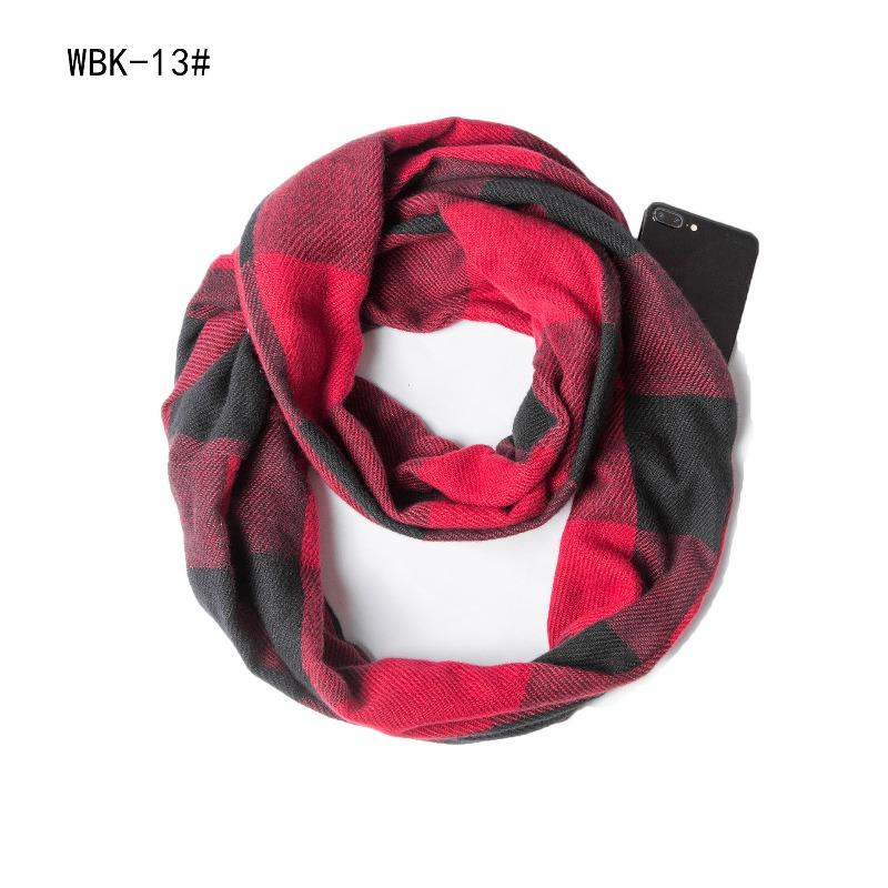 Herbst und Winter Neuer Schal Herren und Damen Paar Verdicktes Set Kopf karierter Reißverschlusstasche Schal Kältegesichtsmaske Winddichter Schal 13
