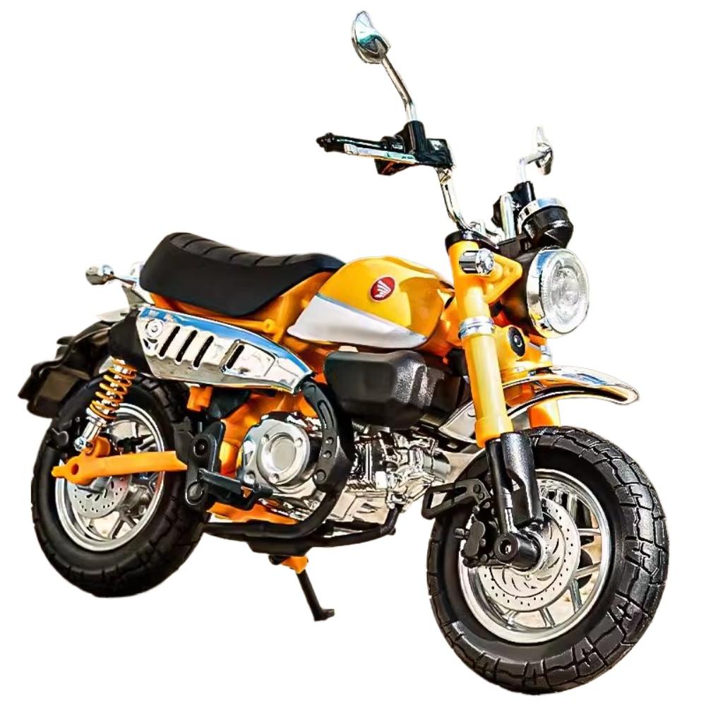 1/12 Honda Monkey Legierung Spielzeug Motorrad Modellauto mit Sound Licht Hinterradaufhängung Motorräder Fahrzeugmodelle für Kinder gelb