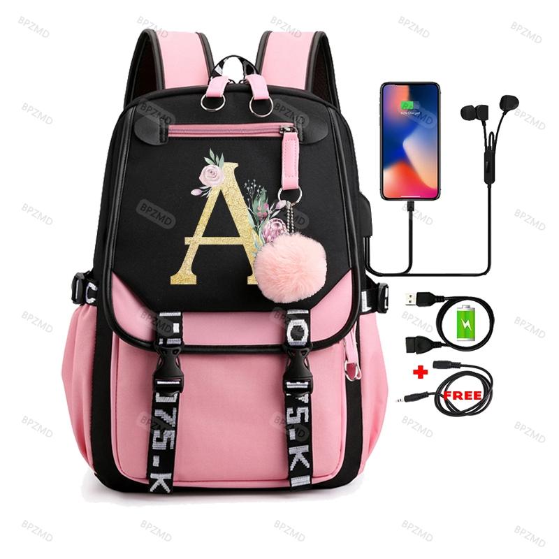 Blackpink 26 englische Buchstaben Rucksack für Mädchen, Segeltuch, Schultasche, Kinderrucksack, Kinder-Reisetasche, Schulanfang, Büchertasche, Rucksack