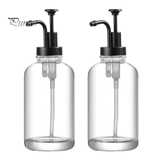 2 Stück 17 Unzen Kaffee-Sirup-Spender, Klarglas-Sirup-Pumpflasche, Kaffee-Bar-Zubehör, Shampoo-Spender für Zuhause, Hotel, Restaurant schwarz