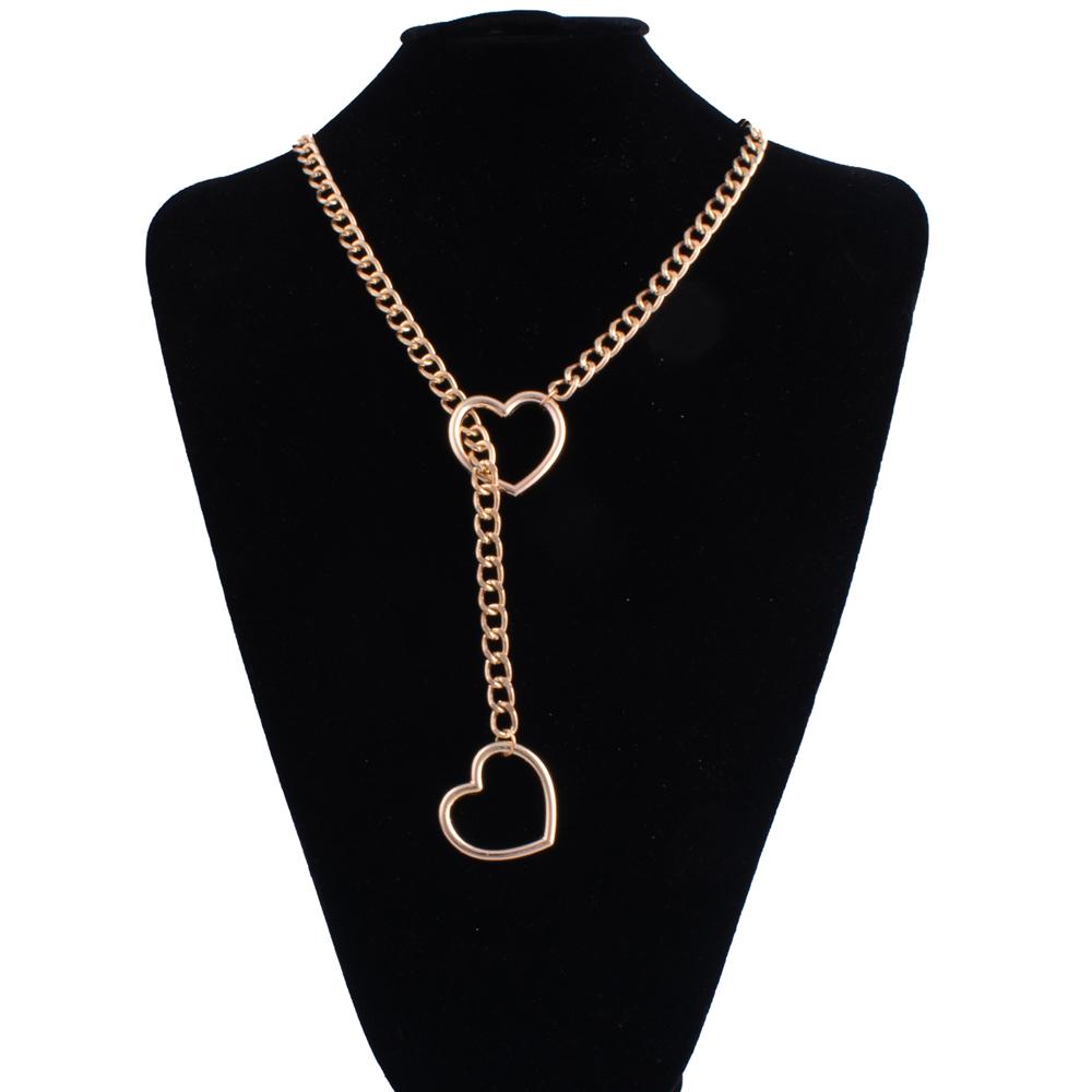 Herz Slip Kette Halskette für Frauen Punk Rock lange Kette Halsband Halskette Geschenke verstellbar Gothic Schmuck 32in beige
