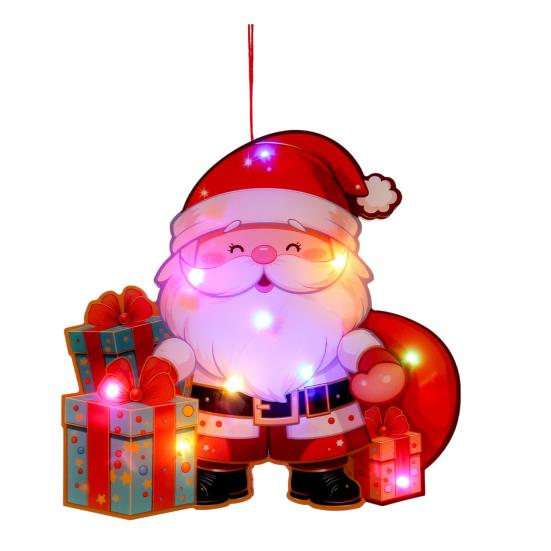 Leuchtender Weihnachtsmann Türhänger LED Weihnachtsdeko mit Rentier Schneemann DIY Beleuchtete Feiertags-Hängeornamente für Fenster Kaminsims Dekorationen A