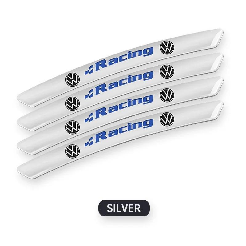 Für VOLKSWAGEN VW 2025 Heiß 4 Stück Aluminium Auto Plakette Emblem Radnaben Felgen Dekor 3D Aufkleber Für Volkswagen Golf-5 6 Jetta Lavida silber