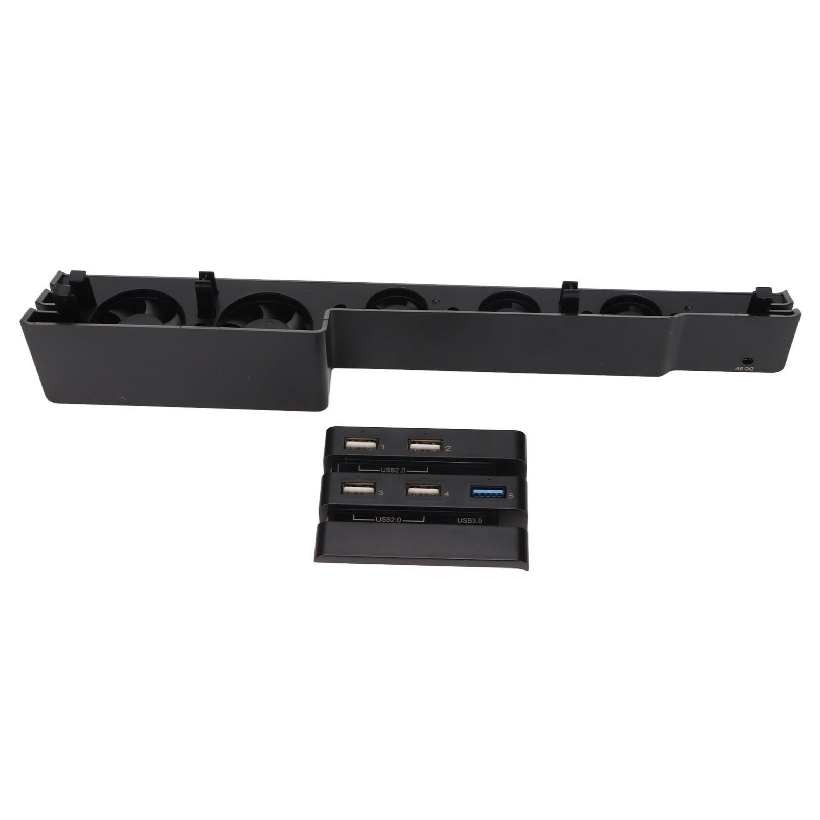 Spiel-Kühllüfter, 5 Lüfter, automatischer externer USB-Kühler für Spielekonsolen mit HUB für PS4 Pro