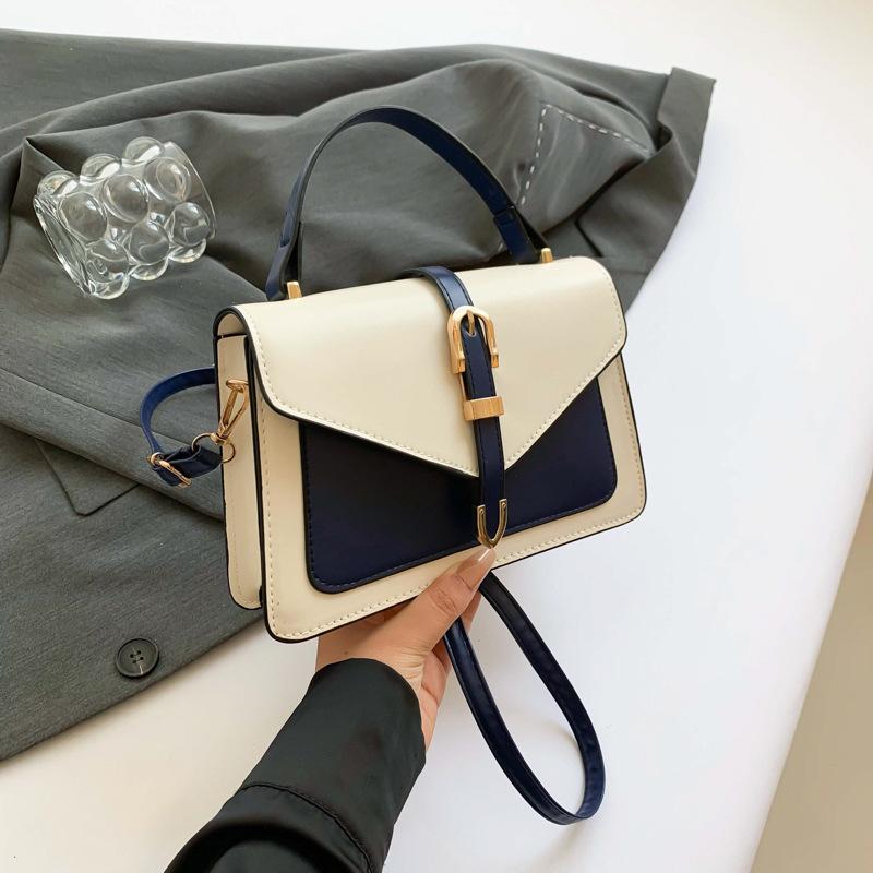 2024 Sommer neue Mode eine Schulter diagonal Spanne Tasche Retro kleine quadratische Tasche Handtasche einfache Mode Umhängetasche Tasche Frauen blau