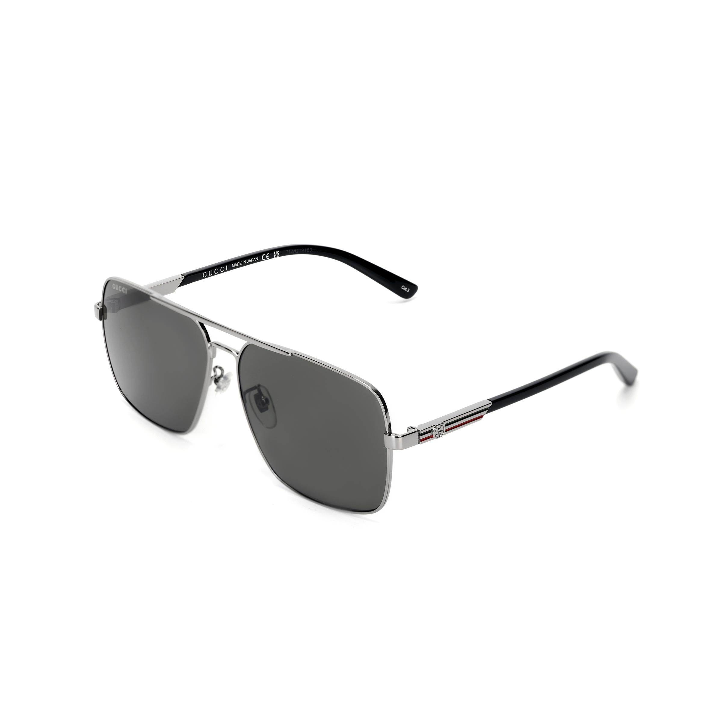 Gucci Rechteckige Sonnenbrille mit Seitenmuster Herren Sonnenbrille GG1289S-001 Dust Bag+Eyeglass Case (Random Color)