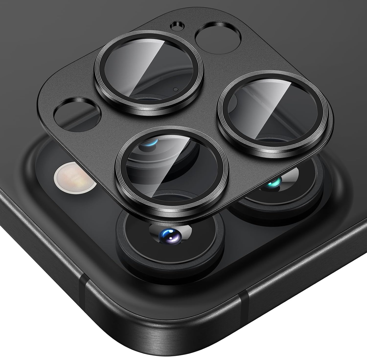 Schutzabdeckung für das Kameraobjektiv aus gehärtetem Glas und Metall für das iPhone 16 15 Pro Max 14 Plus 13 Mini 15Pro 15Plus 14Pro 14Plus 13Pro Schutztelefonzubehör For iPhone 13 Mini schwarz