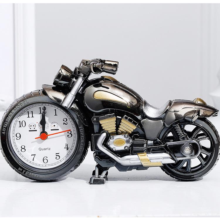 Kreativer Wecker Motorrad Motorrad Form Wecker Tischuhr Startseite Geburtstagsgeschenk Coole Uhr schwarz/gold