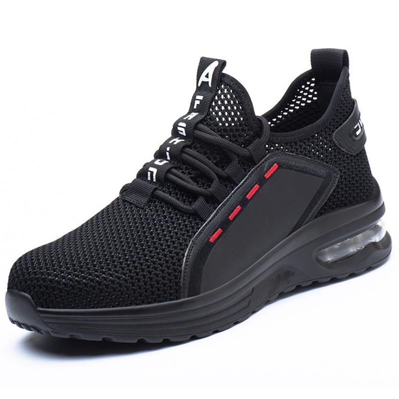 Sicherheitsschuhe mit Luftpolsterung für Herren und Damen, Arbeitsschuhe, Bauschuhe, atmungsaktive Mesh-Arbeitsschuhe, leichte Sicherheits-Arbeitsstiefel 36 black