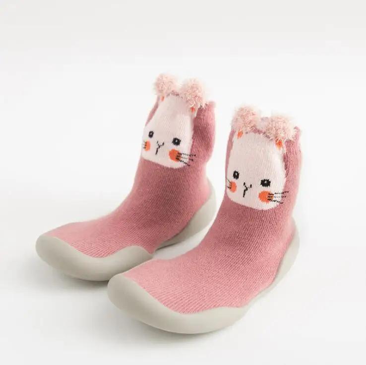 Neue Frühjahr Baby Kleinkind Schuhe Baby Schuhe Non-slip Fuchs Tiger Verdickung Schuhe Socke Boden Schuhe Fuß Socken Tier Stil 26/27 rosa