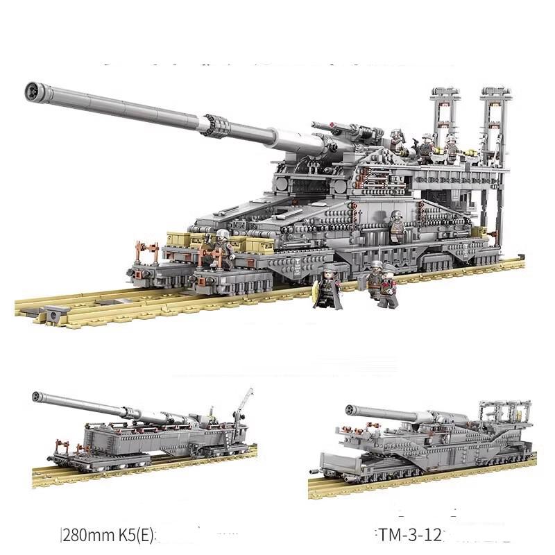 Baustein Deutschland 800m  Dora  Eisenbahngeschütz Kampfartillerie Set Zusammenbau Spielzeug Panzer