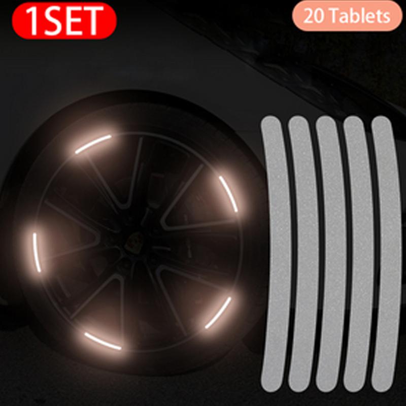 20 Stücke Auto Rad Reflektierende Aufkleber Reifen Dekoration Aufkleber Radnabe Reflektierende Aufkleber Personalisierte Körper Leuchtende Aufkleber 20pcs weiß