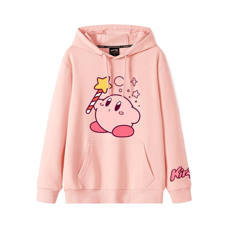 2025 Herbst und Winter Weich und niedlich Kirby Cartoon Anime Peripherie Jungen und Mädchen Hoodies neuer Stil Kinderbekleidung Hoodie 160 blau