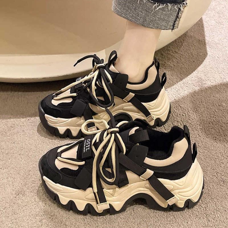 Plattform Trendschuhe Damen Neue Herbst- und Winter Dad Schuhe Damenschuhe mit Baumwolle Casual Sport Damenschuhe 40 schwarz