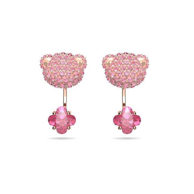 Swarovski Teddy Ohrhänger Niedlicher Modeschmuck Ohrringe für Damen Rosa 5642982 Box (Random Color)