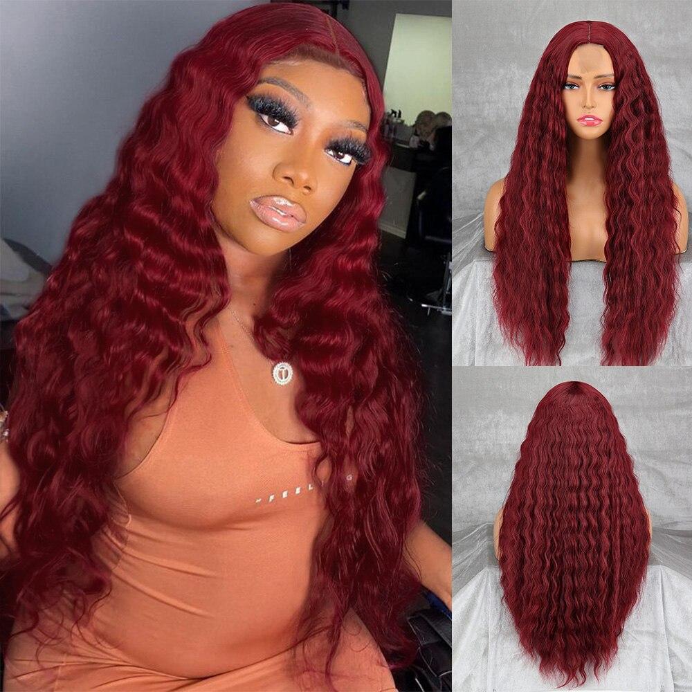 LISI HAIR Frauen Mode Schwarz Verworrene Lockige Perücke Ohne Pony Synthetische Faser Frauen Cosplay Party Lange Tiefe Lockige Perücke 0024 brown