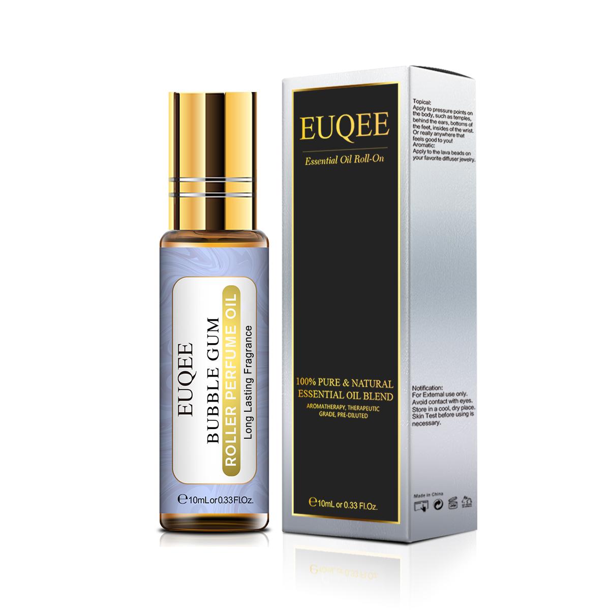 10 ml EUQEE Roller-Parfümöl für Luftbefeuchter-Düfte, Schönheit, Hautpflege, Luftreiniger, ätherisches Parma-Veilchenwinkel-Kokosnuss- und Vanille-Blumenöl Bubble Gum