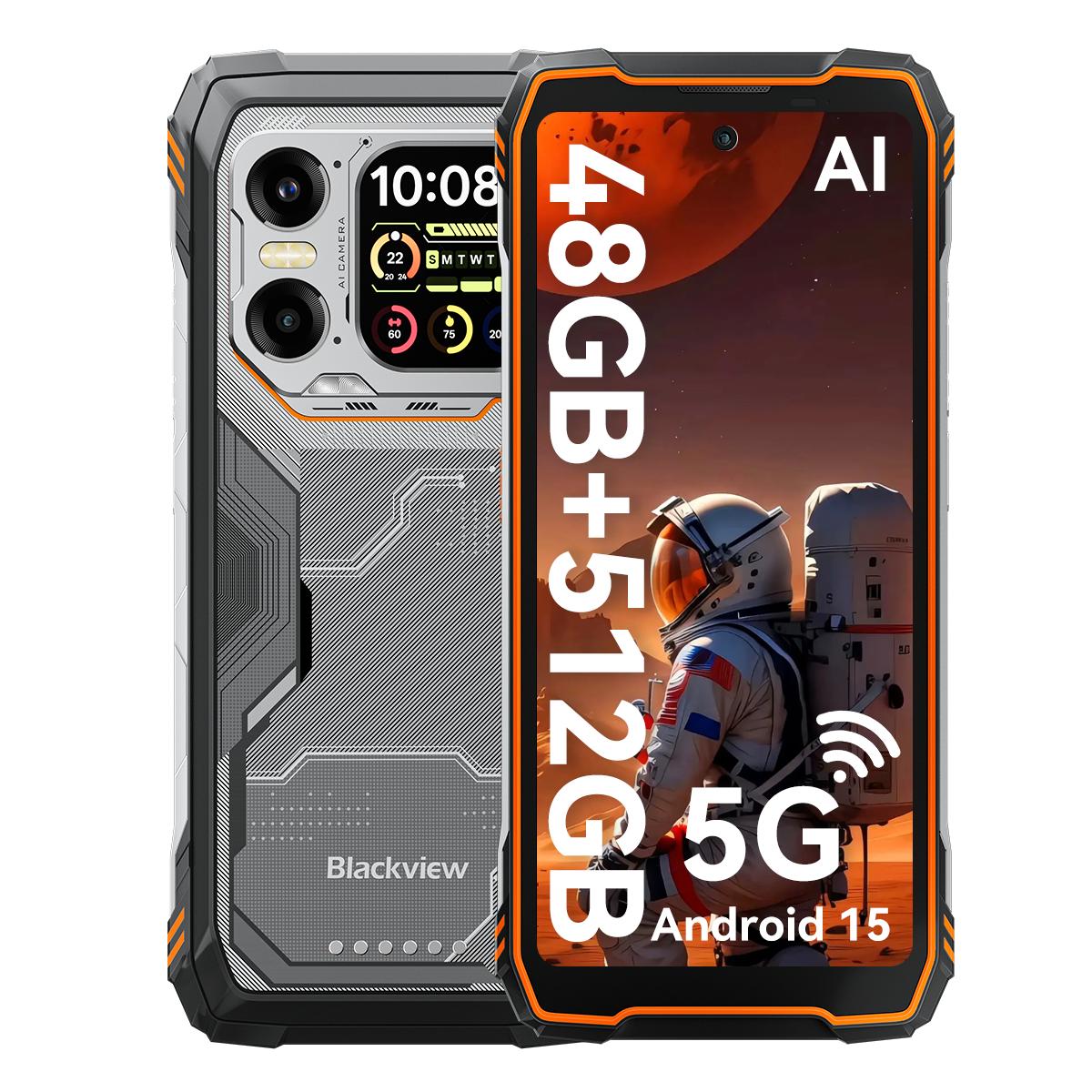 Blackview XPLORE 1 Dimensity 7050 Robustes Telefon Android 15  (16GB+32GB) RAM 512GB ROM 6,78 Zoll 120Hz Display 20000mAh 16GB+512GB orange