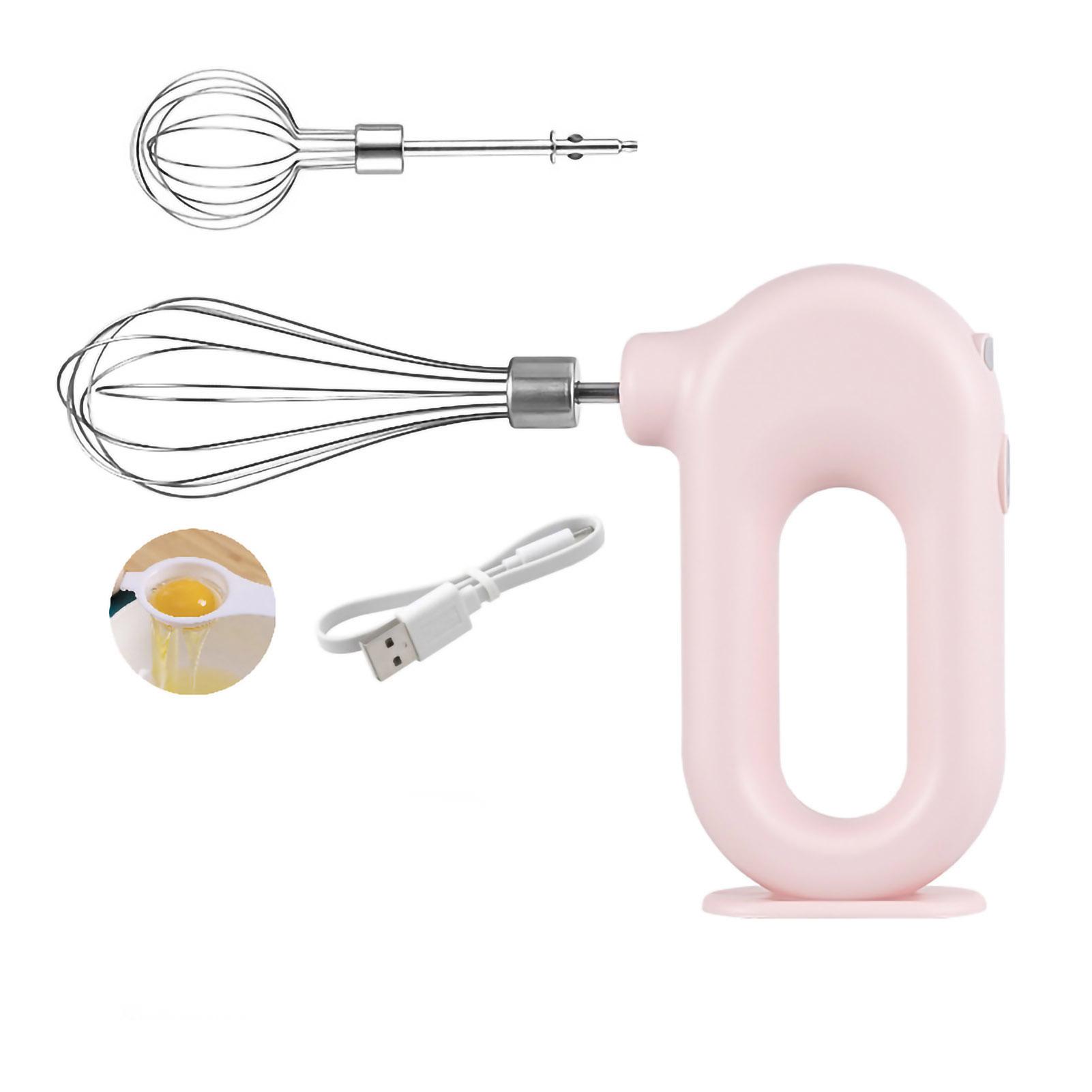 Kabelloser Handmixer, elektrisch, Mini, USB-Aufladung, 1500 mAh, Schneebesen, 4 Geschwindigkeiten, einstellbar, Mini-Handmixer rosa
