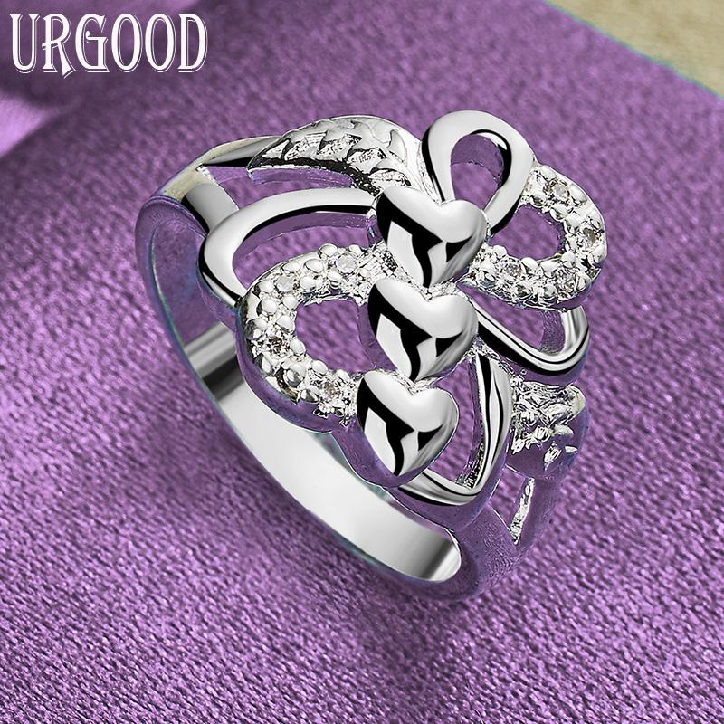 Niedlicher Herzring aus 925er Sterlingsilber, Geschenk, Modeschmuck 10#