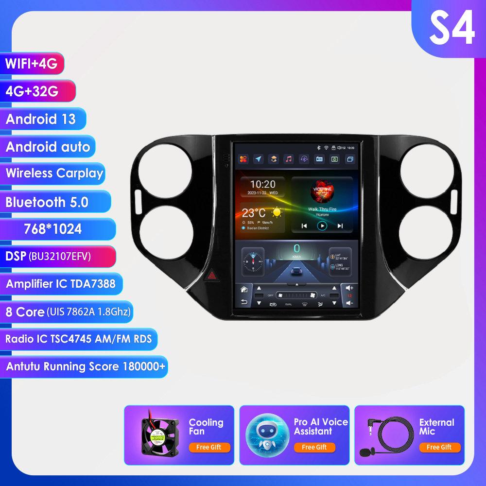 Hizpo Carplay 4G 9,7'' Tesla-Stil Bildschirm 2Din Android 13 Autoradio für Volkswagen Tiguan 1NF 2007-2016 Multimedia Video GPS RDS Intelligenter Bildschirm S4 8Core 4G 32G AI