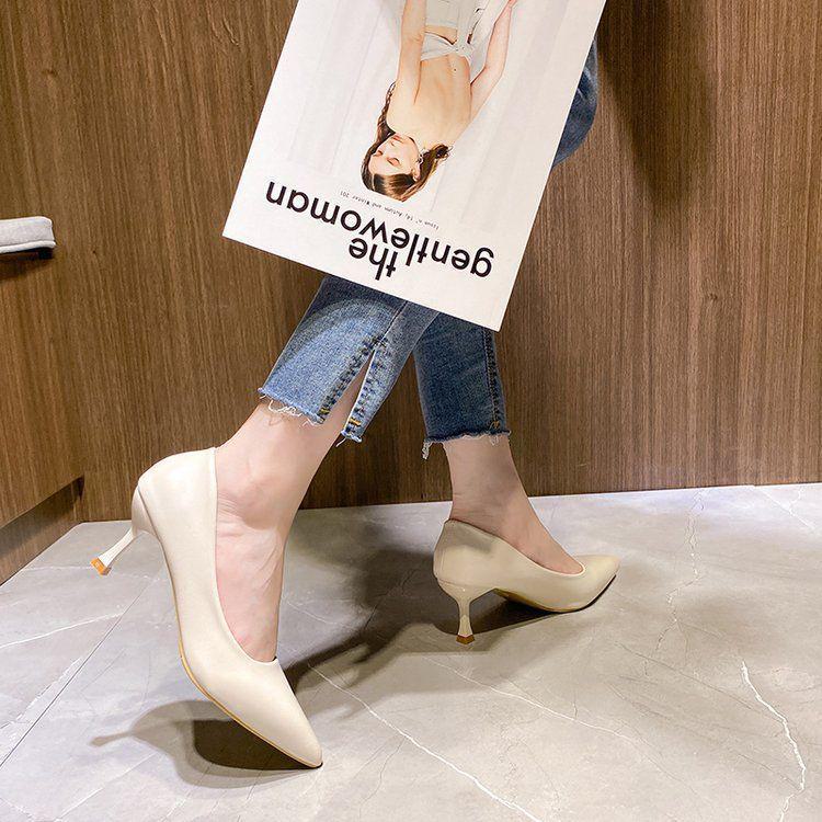 Große Damen High Heels mit spitzer Spitze (Größe 41-43) - Elegante und professionelle Arbeitsschuhe 666 off-weiße