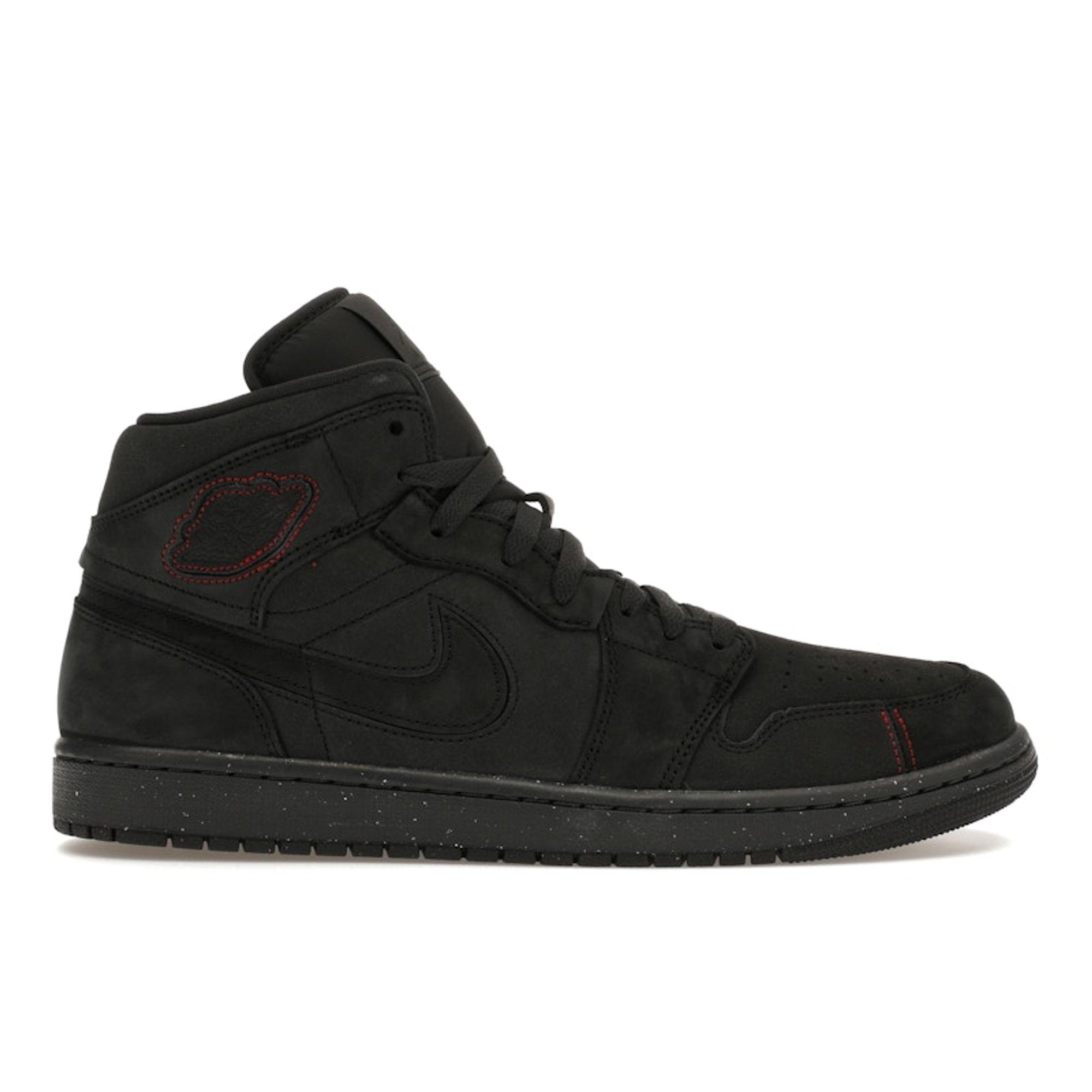 Air Jordan 1 Mid SE Craft Dark Smoke Red Herren Sneaker Schwarz Dunkelrauchgrau Varsity-Rot FD8634-001 40