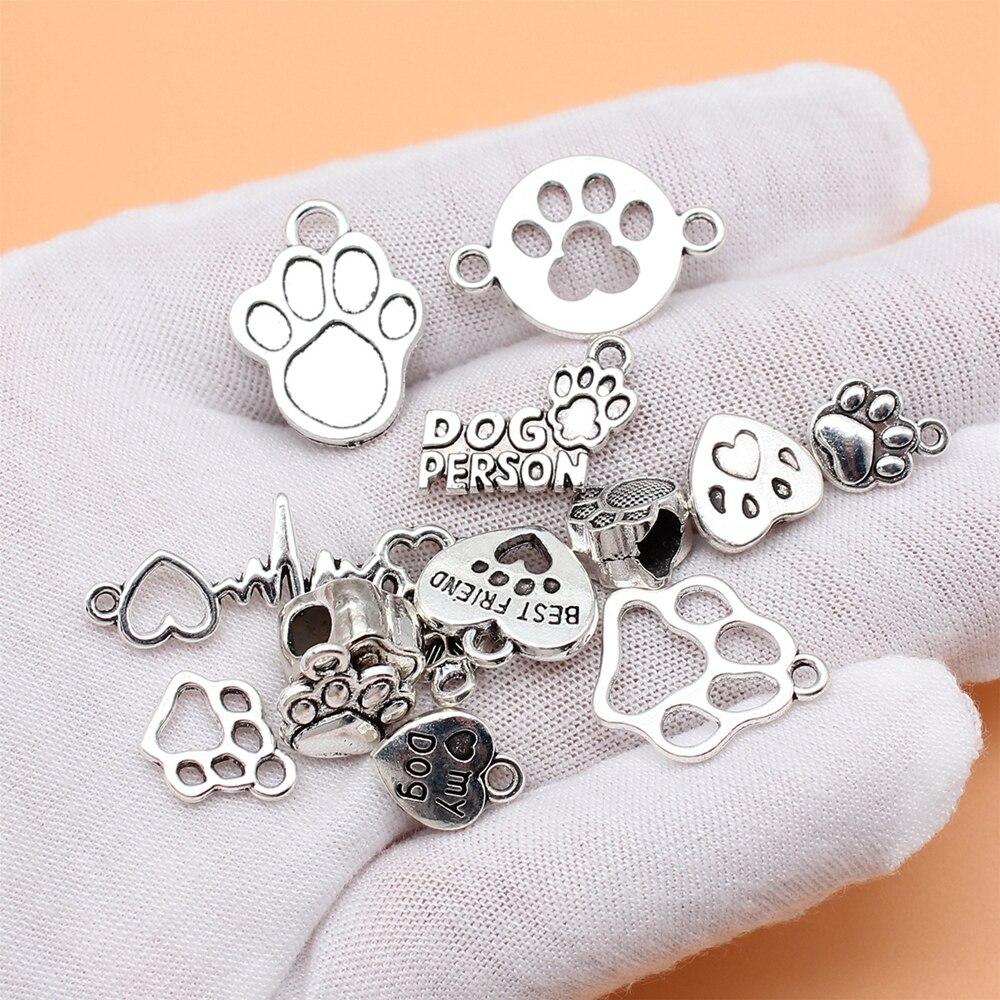 14 Stück/Set Hundepfoten-Charms, Schmuckherstellung, niedliche Artikel zum Selbermachen