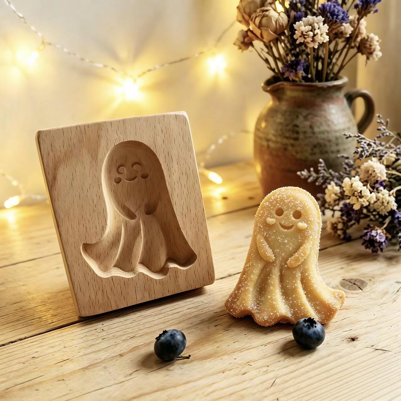 Holz-Lebkuchen- und Mürbeteig-Ausstecher Ghost 10x8x2cm ~95g