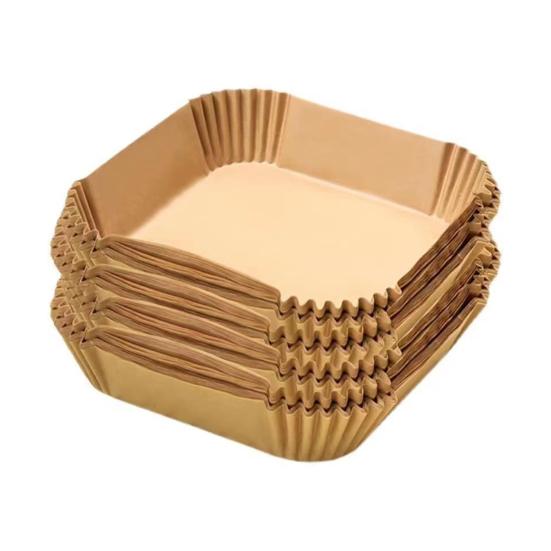 100 Stück Einweg-Backpapier, Antihaft-Matte für Luftfritteuse, quadratisch, rund, Pergament-Einlagen, Ölabsorptionswerkzeug, Küchenofenzubehör 100 Square