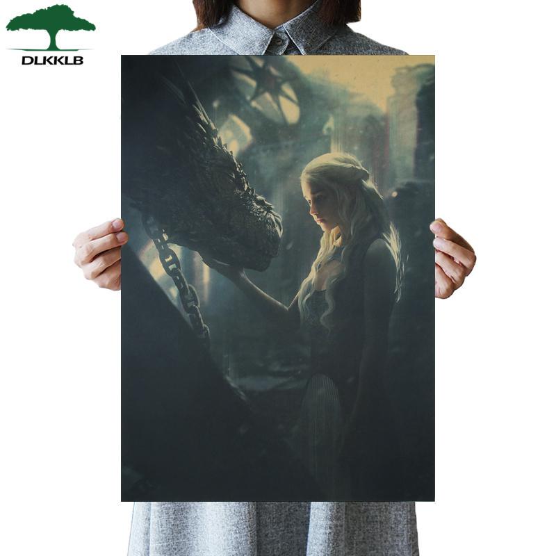 DLKKLB Game of Thrones Poster Vintage Kraftpapier Klassisches TV-Serien Poster Bar Café Dekorativer Wandaufkleber 50,5 x 35 cm As shown #1