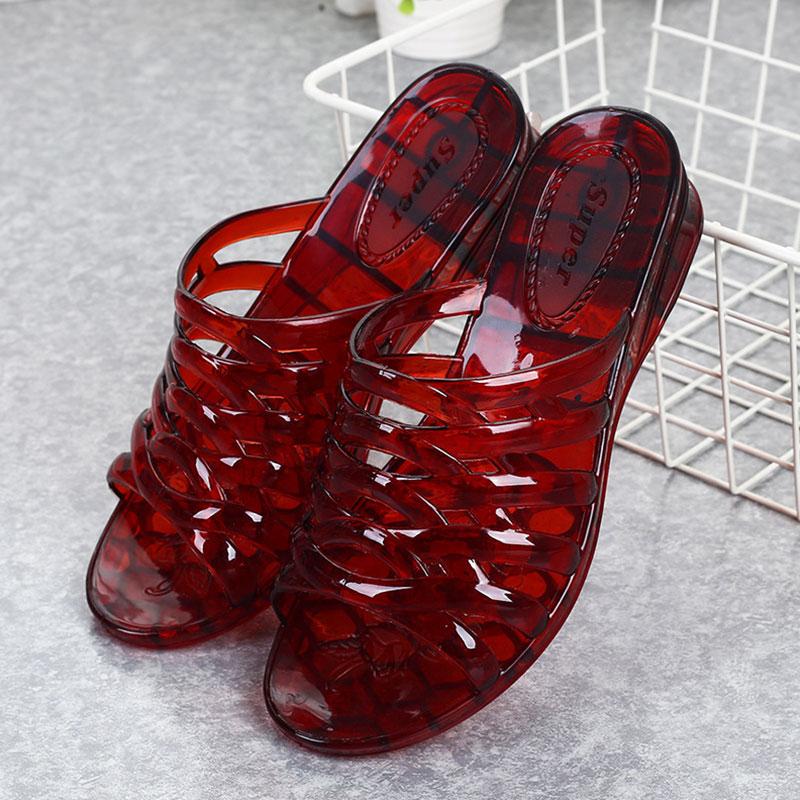 Geleesandalen Damen Sommerschuhe 2025 Rutschfeste Damen Hausschuhe Plastik, Zuhause, Badezimmer, Strand, Weiche Damen Hausschuhe 37 braun