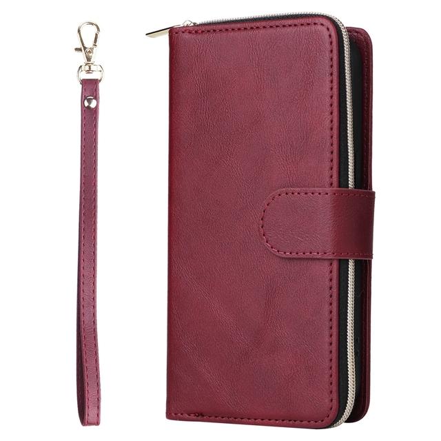 Brieftasche Flip Reißverschluss Ledertasche für Iphone 14 Pro Max 13 Pro Max 12 Pro Max 11 Pro Max Se 2022 2020 X Xr Xs Max 8 7 6 6s Plus iPhone 6 Plus weinrot