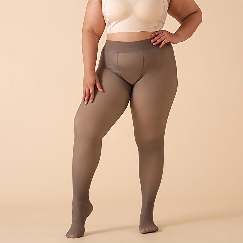 Dicke Damen-Strumpfhose mit Fleecefutter Hoher Bund Elastisch Warm Verdickt Thermische Strumpfhose Leggings Schlank Sexy Durchsichtig Strumpfhose 80g Thin L brown